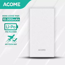 Sạc Dự Phòng Dung lượng 10.000mAh 10.5W, Output1 5V/1A, Output2 5V/2.1A