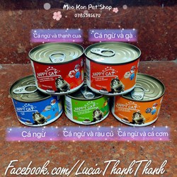 Thức ăn pate lon cho mèo Happy Cat đủ vị thơm ngon 160 gr