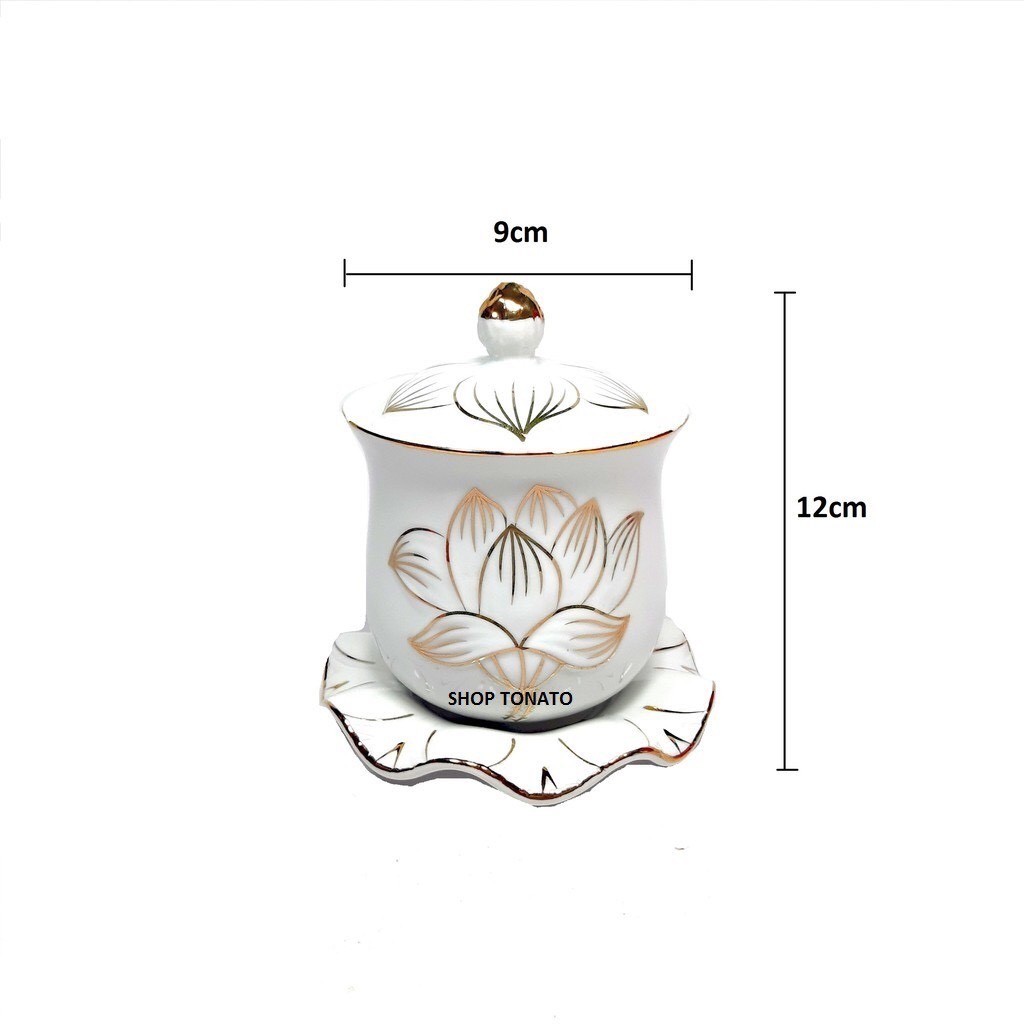 Hình ảnh CHUNG NẮP SEN TRẮNG 109 V CAO 8CM,10CM,12CM