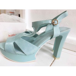 sandal cao gót xanh
