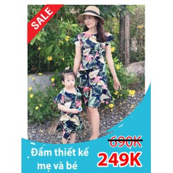 Đầm đôi mẹ bé cao cấp hoa lá