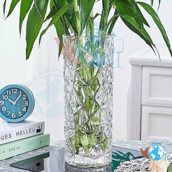 Bình bông lọ hoa thủy tinh trang trí kim cương TRẮNG TRONG sang trọng cao cấp 30 cm – lọ hoa cao cấp – LOHOA-KC30