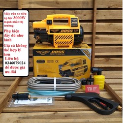 Máy rửa xe BOSSS 3000W dây 15m tặng súng dài và bình xà phòng – Máy rửa xe