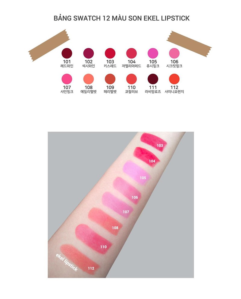 Son màu hồng bayby Ekel Professional Ample Essence Lip (107 - Shine Pink) 3