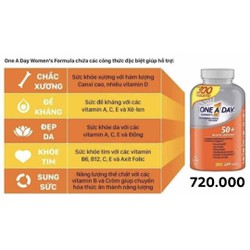 Viên uống bổ sung vitamin và khoáng chất cho phụ nữ trên 50 tuổi One A Day For Women 50+ Viên uống bổ sung vitamin và khoáng chất cho phụ nữ trên 50 tuổi One A Day For Women 50+