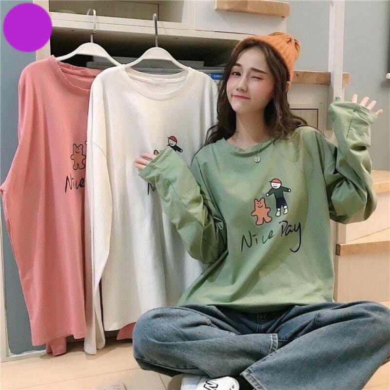 ÁO THUN TRƠN COTTON TAY DÀI SIÊU XINH – thun tay dài – AThuntaydai_Nieday