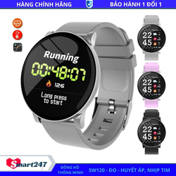 Đồng hồ thông minh, Smart Watch SW120, Mặt tròn, Đo Huyết Áp, Xem Nhịp Tim, Theo Dõi Giấc Ngủ, Màn Hình Nhạy Lắc Tay Sáng, Vòng Tay Sức Khỏe Đa Chức Năng Smart247