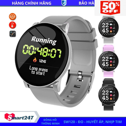 Đồng hồ thông minh, Smart Watch SW120, Mặt tròn, Đo Huyết Áp, Xem Nhịp Tim, Theo Dõi Giấc Ngủ, Màn Hình Nhạy Lắc Tay Sáng, Vòng Tay Sức Khỏe Đa Chức Năng Smart247