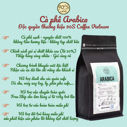 Cà phê hạt ARABICA rang mộc nguyên chất - 100% cafe sạch - Không tạp chất - 90S COFFEE