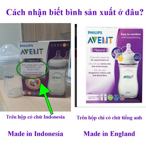 Bình sữa Philips' Avent Natural - Made in England -Bill Úc