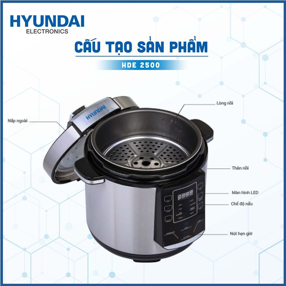 Nồi Áp Suất Điện Tử Hyundai Hde 2500S Dung Tích 1,8 Lít - Bảo hành chính hãng 12 tháng - 6047803816 2