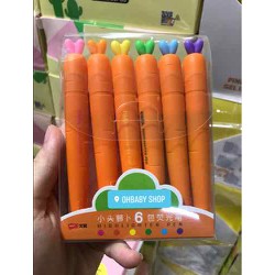 Bút dạ quang Cà Rốt 6 màu mẫu dài