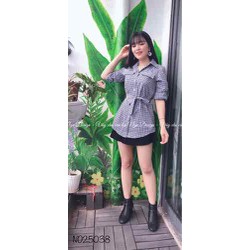 Áo sơ mi kẻ dáng dài có khoá cho con bú Áo sơ mi kẻ dáng dài có khoá cho con bú