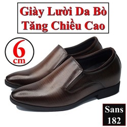 Giày Tăng Chiều Cao Nam 6cm Giày Lười Da Bò Giày Da Bò Nam
