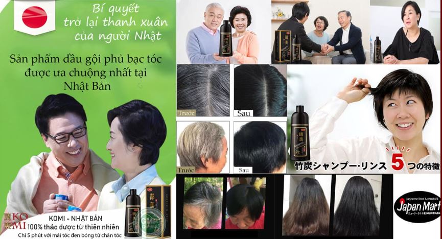 KOMI - DẦU GỘI SỐ 1 NHẬT BẢN - XỬ LÝ MÁI TÓC BẠC NHANH CHÓNG-HIỆU QUẢ