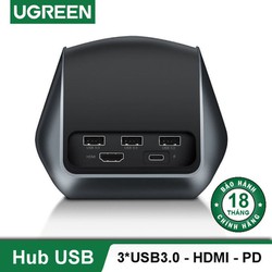 DOCK CẮM USB-C RA HDMI 4K USB 3.0 HUB 3 PORT UGREEN 50515
