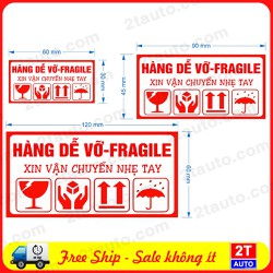 Bộ 2 Logo hàng dễ vỡ chú ý, sticker tem hàng dễ vỡ xin nhẹ tay - fragile handle with care