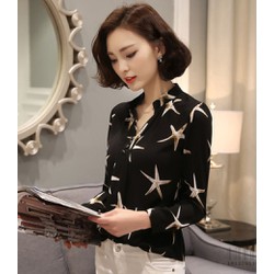 Sơ mi cổ trụ họa tiết sao biển - SM379
