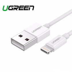 Cáp Lightning ra Usb 0.5M mạ nickel chống nhiễu có chíp MFI Ugreen 80313 50CM màu trắng US155