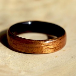 nhẫn gỗ mun ốp gỗ burmese teak