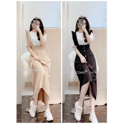 Set áo kèm đầm yếm 2 dây siêu dễ thương