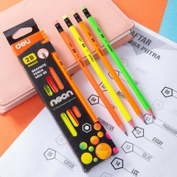 Bút chì 2B Deli - Neon nhiều màu sắc - 12 cây/hộp