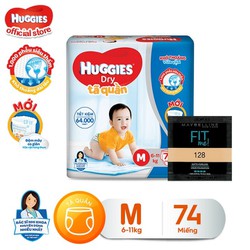 [Tặng kem nền FIT ME 1.5ml] Tã quần HUGGIES DRY SUPER JUMBO M74 - L68 - XL62 - XXL56