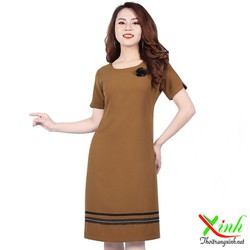 Đầm Suông Vàng Bò Sang Trọng DL535