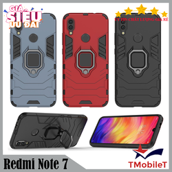 Ốp lưng Xiaomi Redmi Note 7 chống sốc Iron Man gắn giá đỡ iring hỗ trợ xem video, chống va đập mạnh - Màu Đen