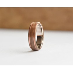 nhẫn gỗ walnut cẩn đồng