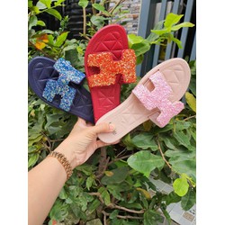 Dép nhựa siêu nhẹ quai H đính đá