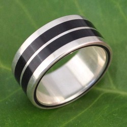 nhẫn bạc ốp gỗ mun 3