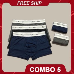 Combo 5 Quần Sịp Boxer Nam Cotton Thun Lạnh Thoáng Mát Co Dãn 4 Chiều