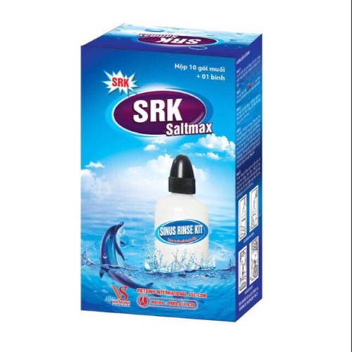 BÌNH RỬA MŨI SRK SALTMAX - HỘP 10 GÓI MUỐI + 01 BÌNH RỬA MŨI