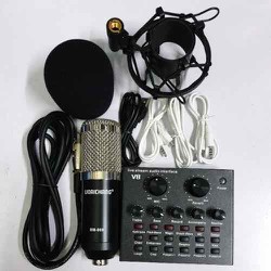 Bộ thu âm livestream hát karaoke V8 auto tune và mic bm 900