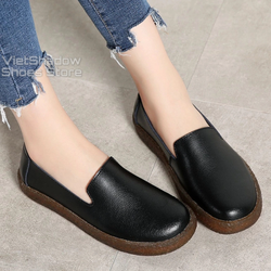 Slip on da nữ - Giày lười da nữ kiểu búp bê - Chất liệu da bò, đế kếp 2 màu đen và be - Mã SP 201 Slip on da nữ - Giày lười da nữ kiểu búp bê - Chất liệu da bò, đế kếp 2 màu đen và be - Mã SP 201