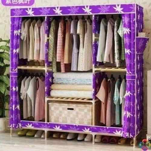 tủ vải khung gỗ 3 buồng 8 ngăn