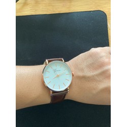 Đồng hồ nam Geneva dây da Hàn Quốc, dây nâu, size mặt 42mm
