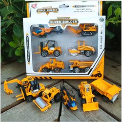 Bộ xe công trình mini gồm 6 xe bằng kim loại và nhựa - Đồ chơi trẻ em xe tỉ lệ 1:64 Bộ xe công trình mini gồm 6 xe bằng kim loại và nhựa - Đồ chơi trẻ em xe tỉ lệ 1:64