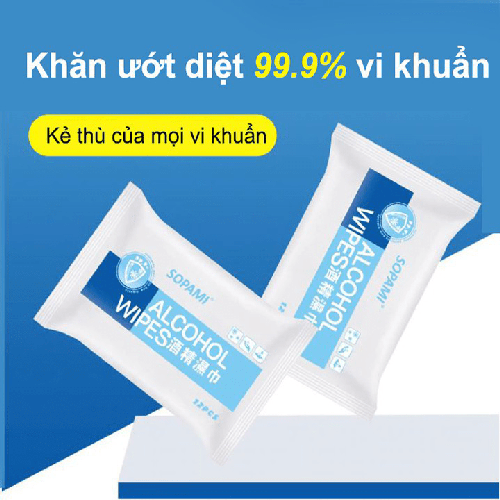 Khăn ướt lau tay có cồn, giây ướt diệt khuẩn
