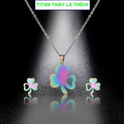 Bộ trang sức cỏ 3 lá nữ titan may mắn sắc màu xinh lung linh - Hàng titan màu sắc bóng bền đẹp - Cam kết 1 đổi 1 nếu đen và gỉ sét Bộ trang sức cỏ 3 lá nữ titan may mắn sắc màu xinh lung linh - Hàng titan màu sắc bóng bền đẹp - Cam kết 1 đổi 1 nếu đen và gỉ sét