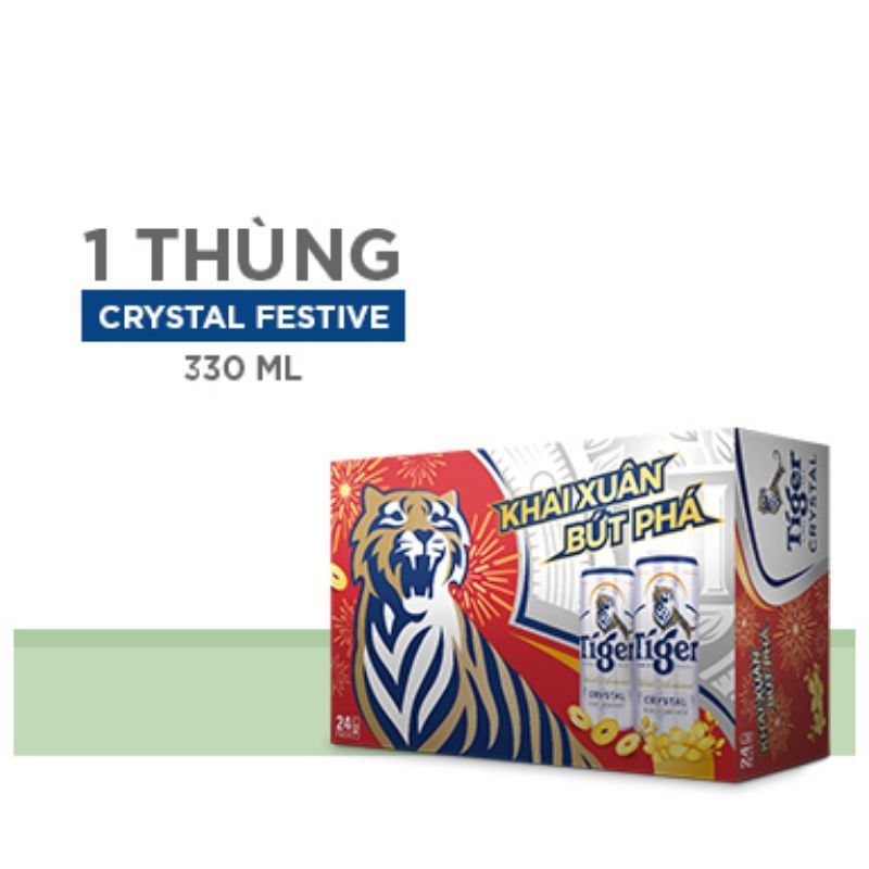 Thùng 24 lon bia Tiger Crystal mẫu tết - btg