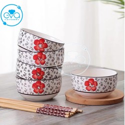 BỘ 6 CHÉN 6 ĐŨA HỌA TIẾT HOA ĐÀO M1188