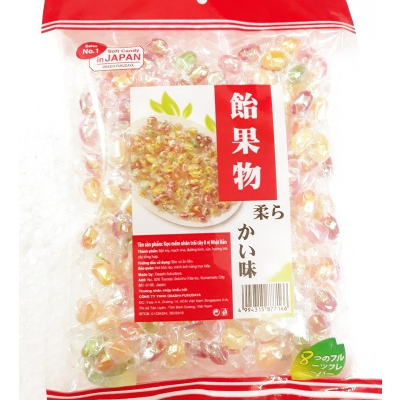 Kẹo mềm kim cương nhân trái cây 8 vị Nhật Bản gói 300g