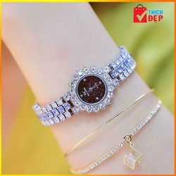Đồng hồ nữ đẹp Bee Sister 1580 dây đính đá mặt viền đá đẳng cấp