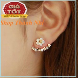 khuyên tai NỮ KẸP TAI BÔNG HOA ĐÍNH ĐÁ SIÊU ĐẸP