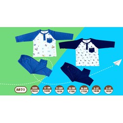 Bộ dài tay cổ trụ hoạ tiết sợi tre 6m-4y