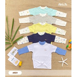 Áo sơ sinh cổ lọ 4Y màu xanh