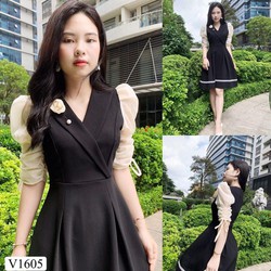 >> BÁO GIÁ ĐẦM VEST ĐÍNH HOA | Shopee Lazada Sendo Tiki mới nhất 22 Đầm đen thiết kế cổ vest dáng xòe đính hoa V1605 - Đầm Đẹp Tadi Fashion