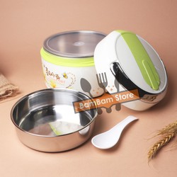 Hộp đựng cơm 2 ngăn inox giữ nhiệt có nắp đậy 2 lớp cao cấp HDC01 - BamBam Store Hộp đựng cơm 2 ngăn inox giữ nhiệt có nắp đậy 2 lớp cao cấp HDC01 - BamBam Store